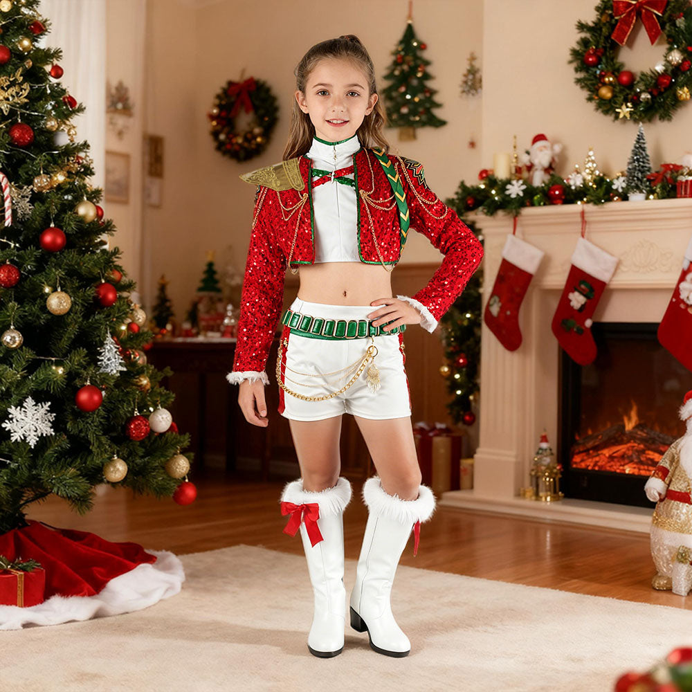 Christmas Pop Star Costume for Kids Party Dress Outfit