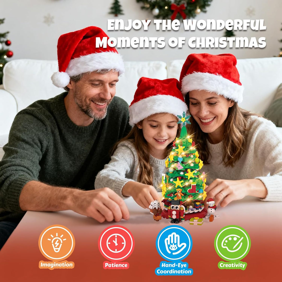 Christmas Tree Advent Calendar Building Block Set with Lights 24 Pieces