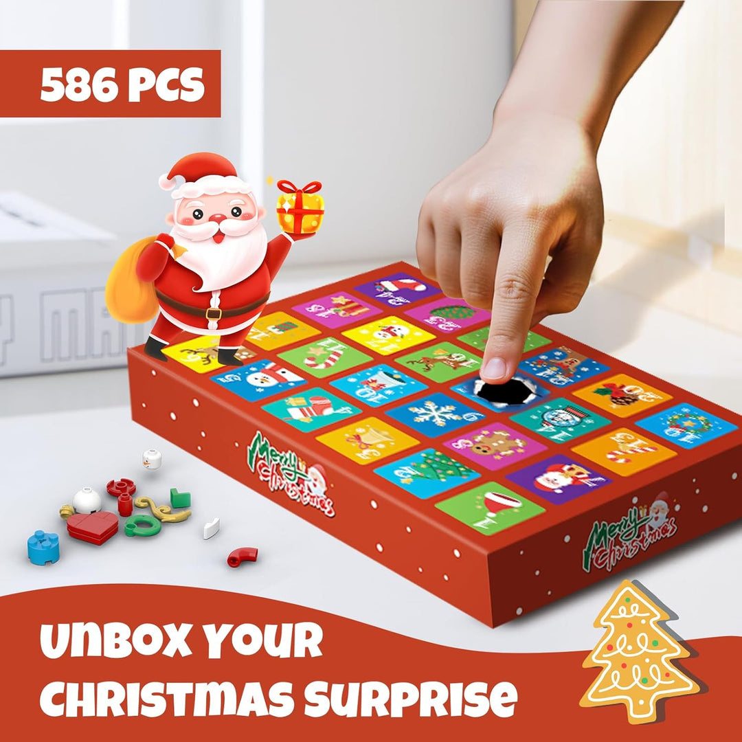 Christmas Tree Advent Calendar Building Block Set with Lights 24 Pieces