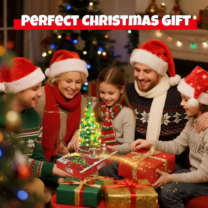 Christmas Tree Advent Calendar Building Block Set with Lights 24 Pieces