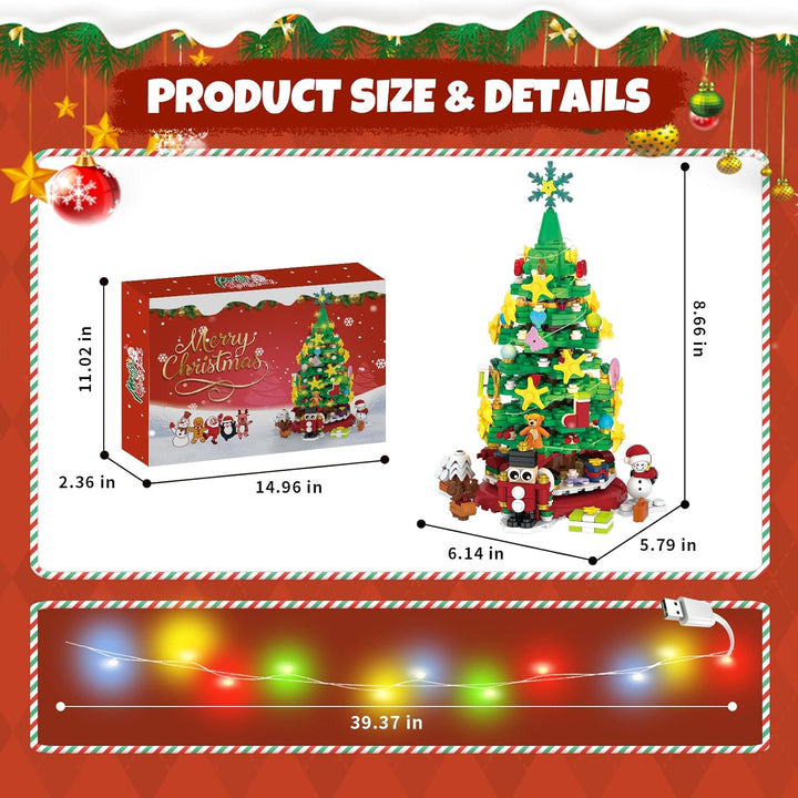 Christmas Tree Advent Calendar Building Block Set with Lights 24 Pieces
