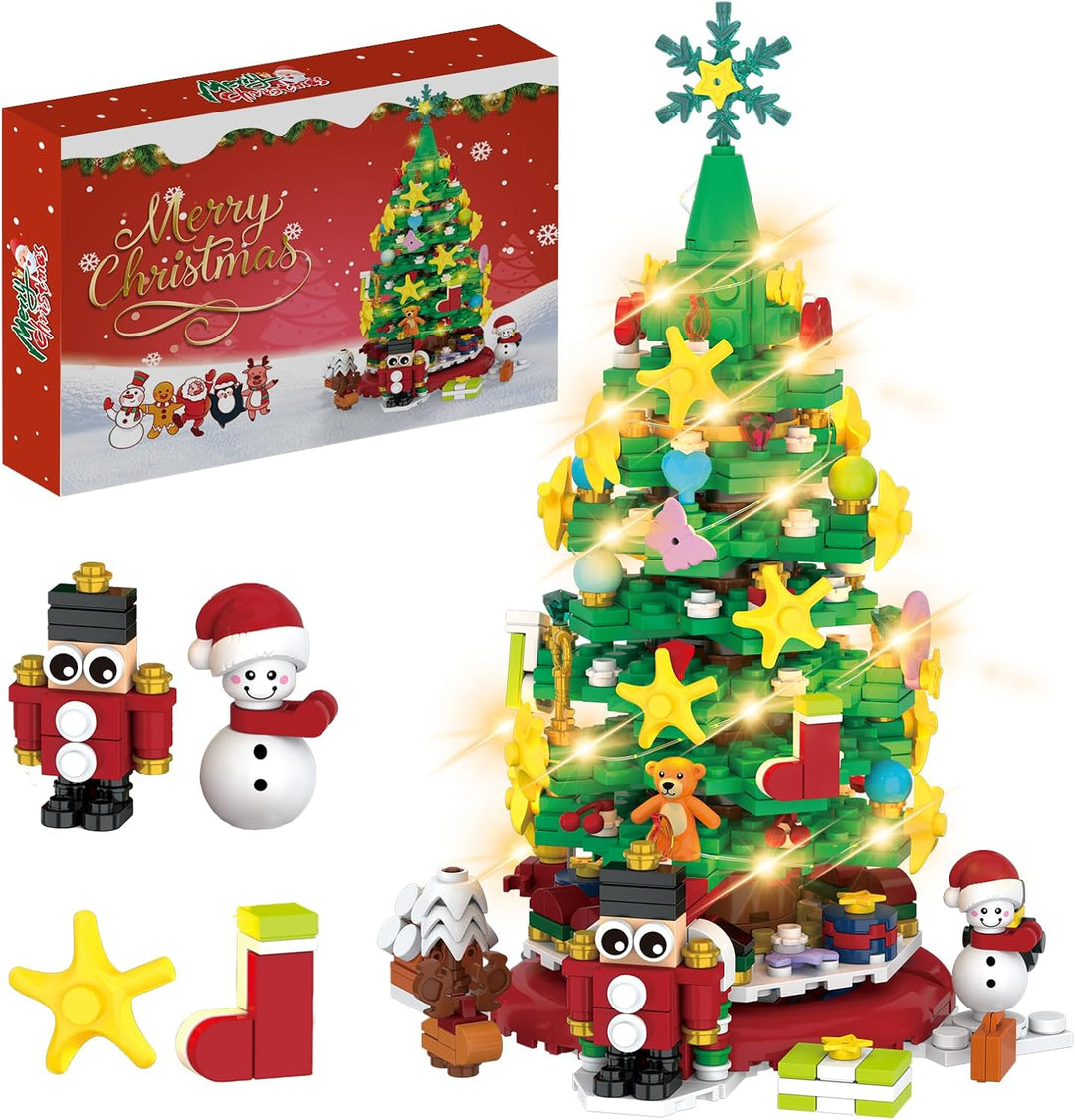 Christmas Tree Advent Calendar Building Block Set with Lights 24 Pieces