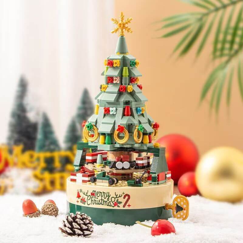 Christmas Tree Building Blocks Music Box with LED Light