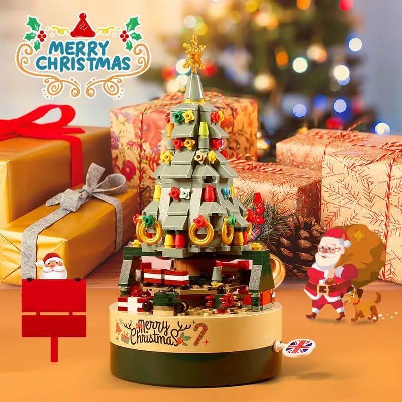 Christmas Tree Building Blocks Music Box with LED Light