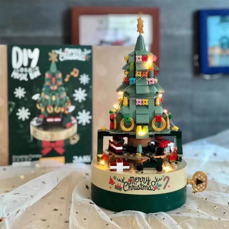 Christmas Tree Building Blocks Music Box with LED Light