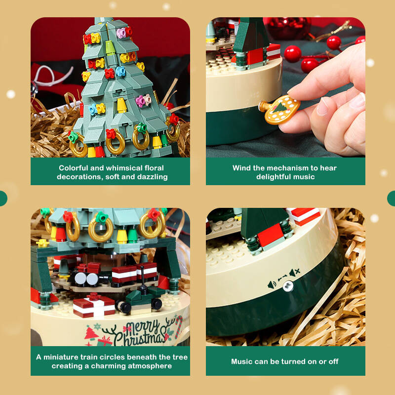 Christmas Tree Building Blocks Music Box with LED Light