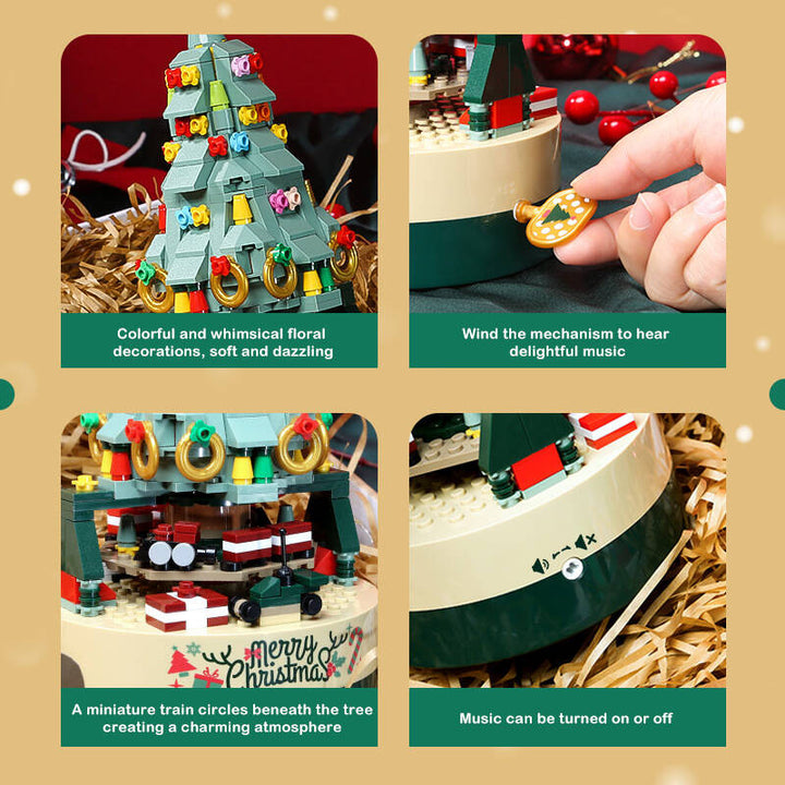 Christmas Tree Building Blocks Music Box with LED Light