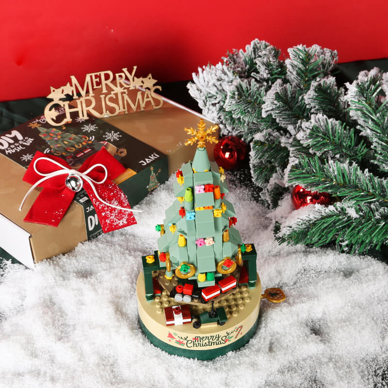 Christmas Tree Building Blocks Music Box with LED Light
