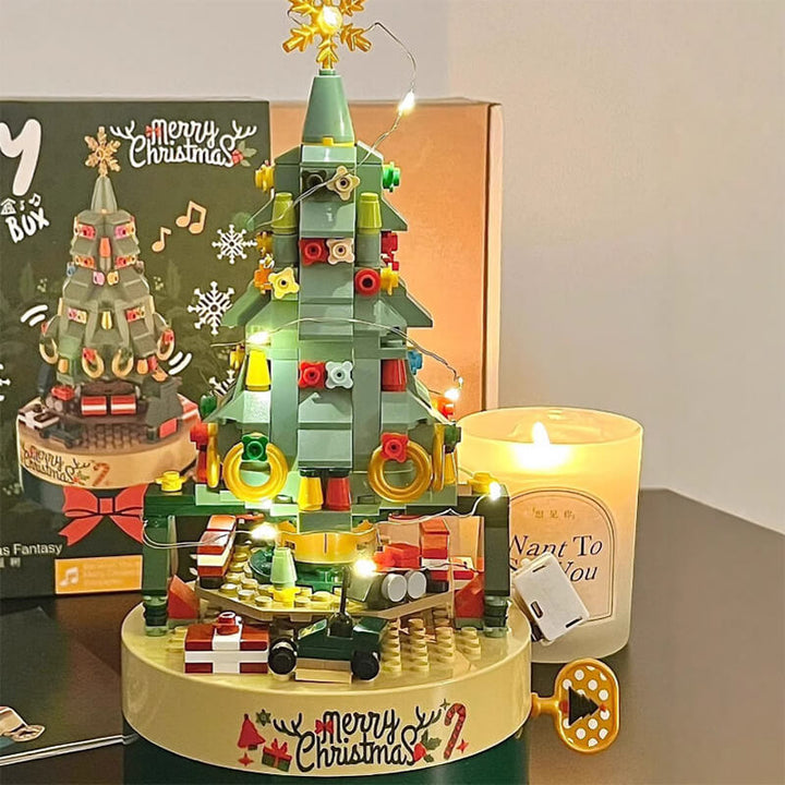 Christmas Tree Building Blocks Music Box with LED Light