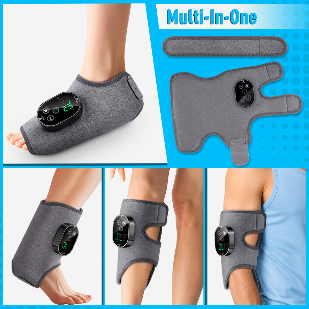 Cordless 4-in-1 Massage Pad for Elbow, Knee, Foot, Ankle Relief