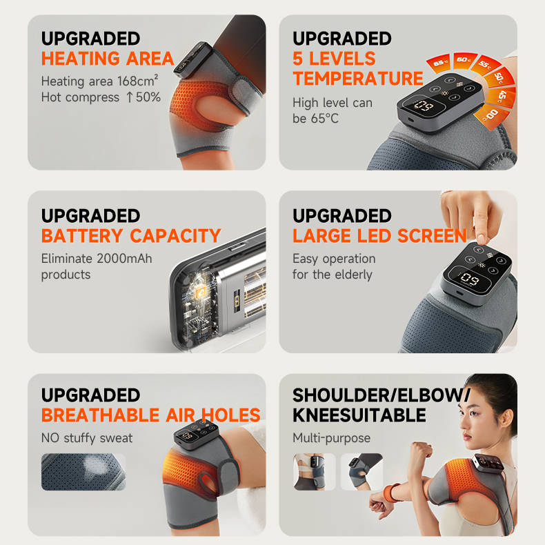 Cordless Knee Massager with Heat and Vibration Therapy