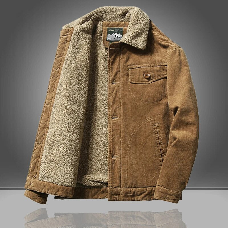Corduroy Jacket with Fleece Lining for Men