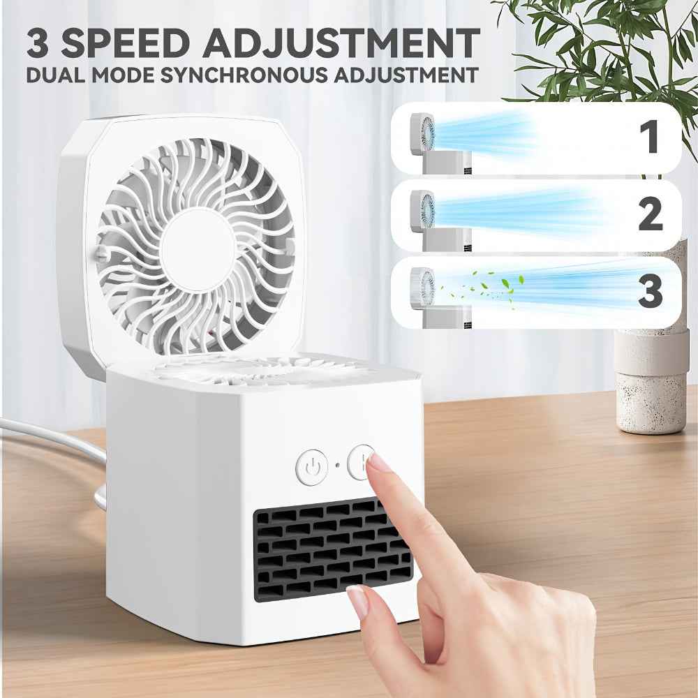 Desktop Electric Heater and Cooling Fan Combo Unit