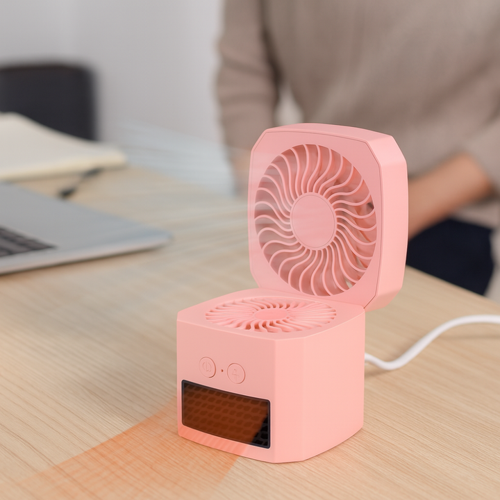 Desktop Electric Heater and Cooling Fan Combo Unit