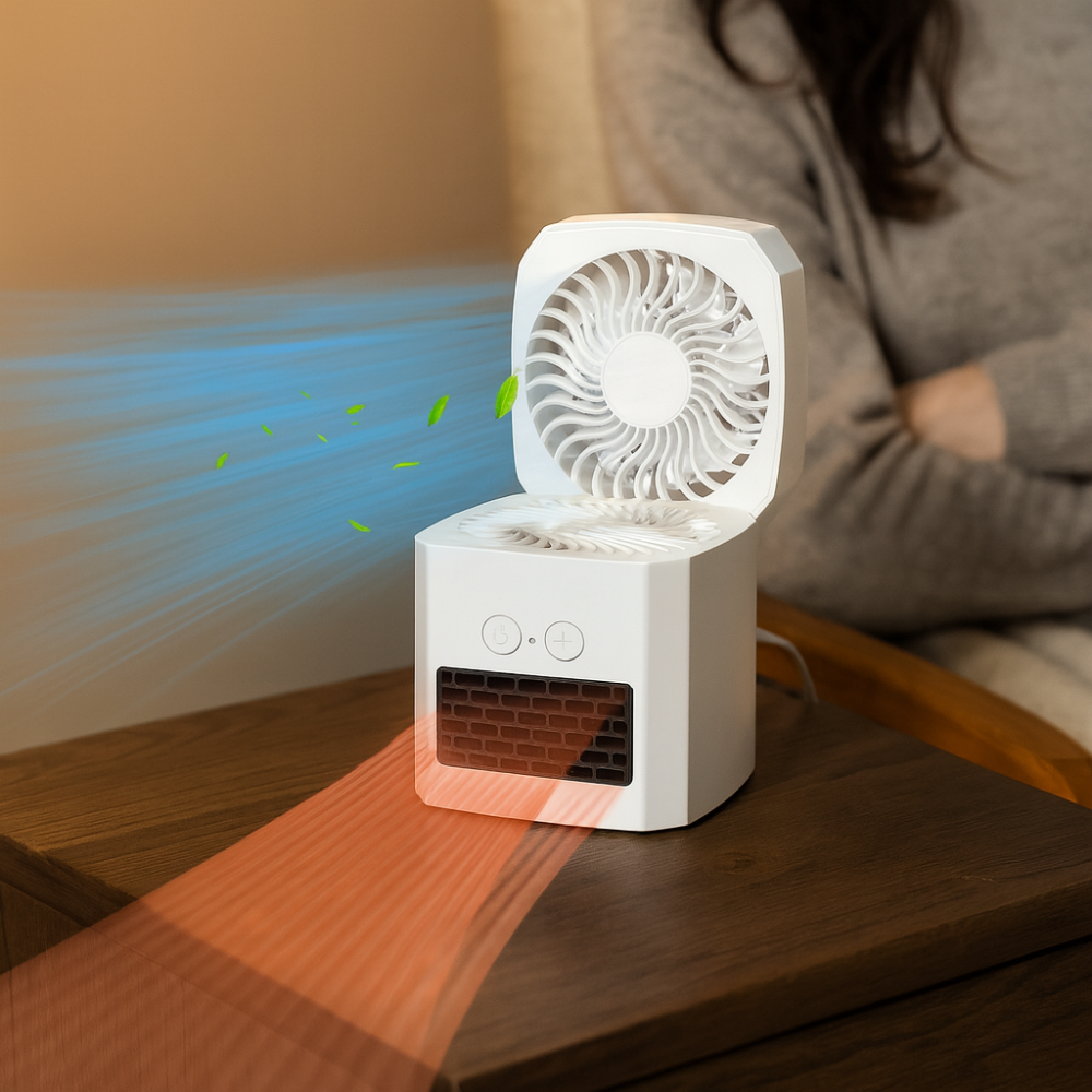 Desktop Electric Heater and Cooling Fan Combo Unit
