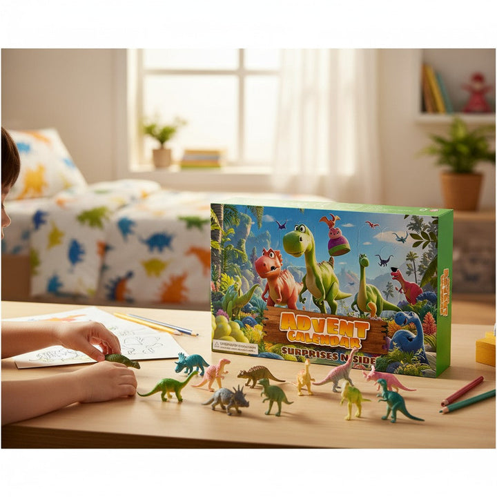Dinosaur Advent Calendar with 24 Countdown Pieces for Kids