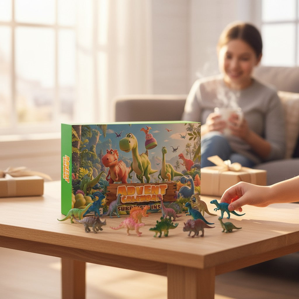 Dinosaur Advent Calendar with 24 Countdown Pieces for Kids