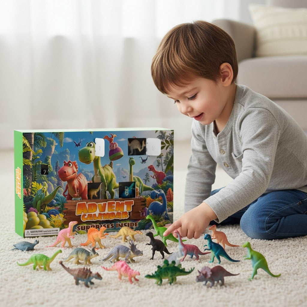 Dinosaur Advent Calendar with 24 Countdown Pieces for Kids
