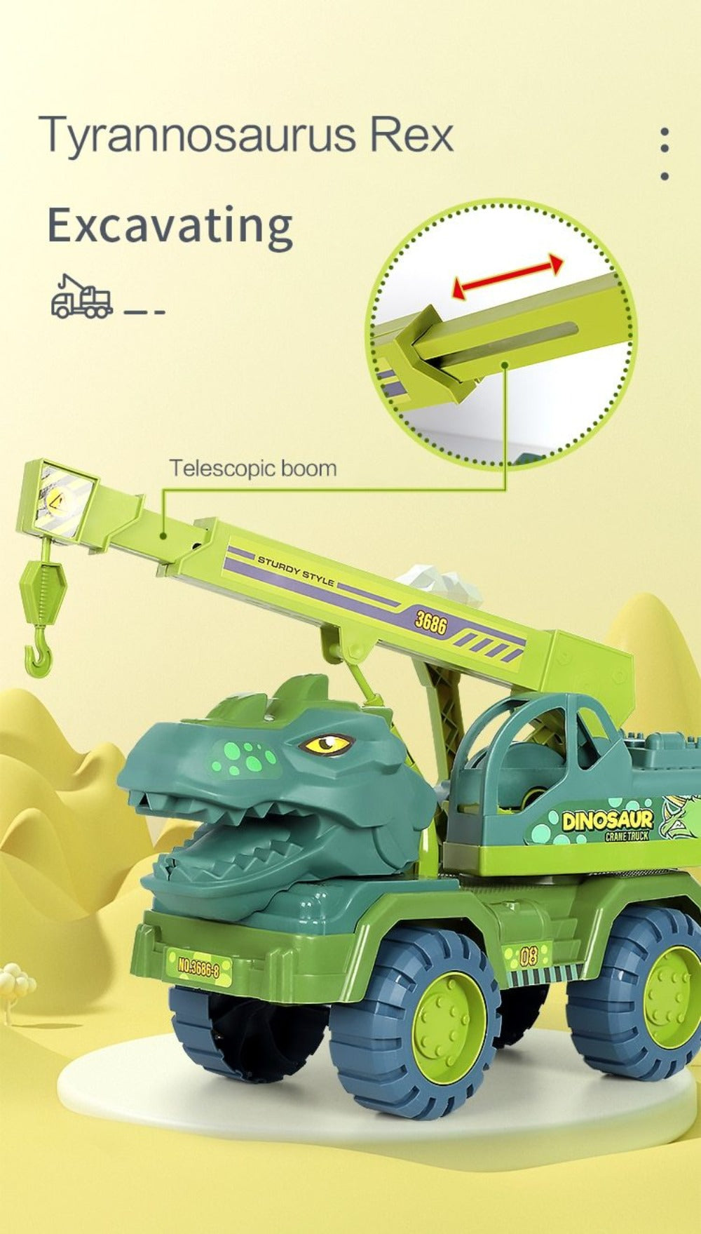 Dinosaur Excavator Truck Toy Set for Kids