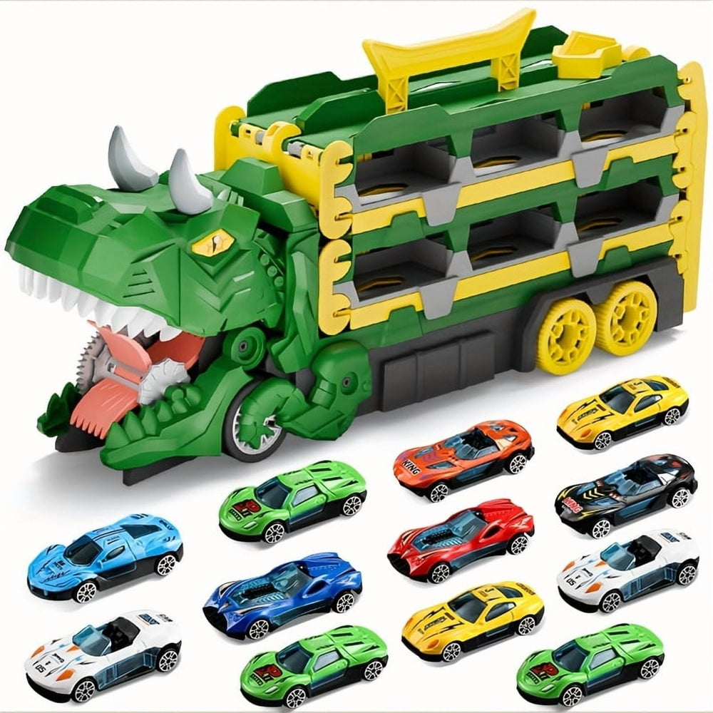 Dinosaur Race Track Toy Set with Cars and Catapult Launcher