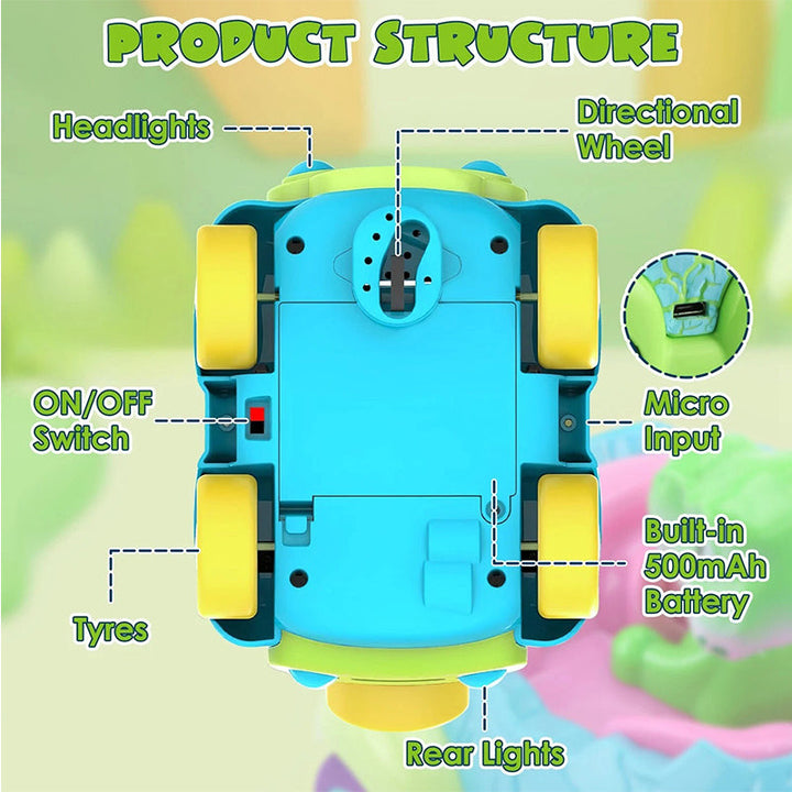Dinosaur Remote Control Car with Rechargeable Battery and Music