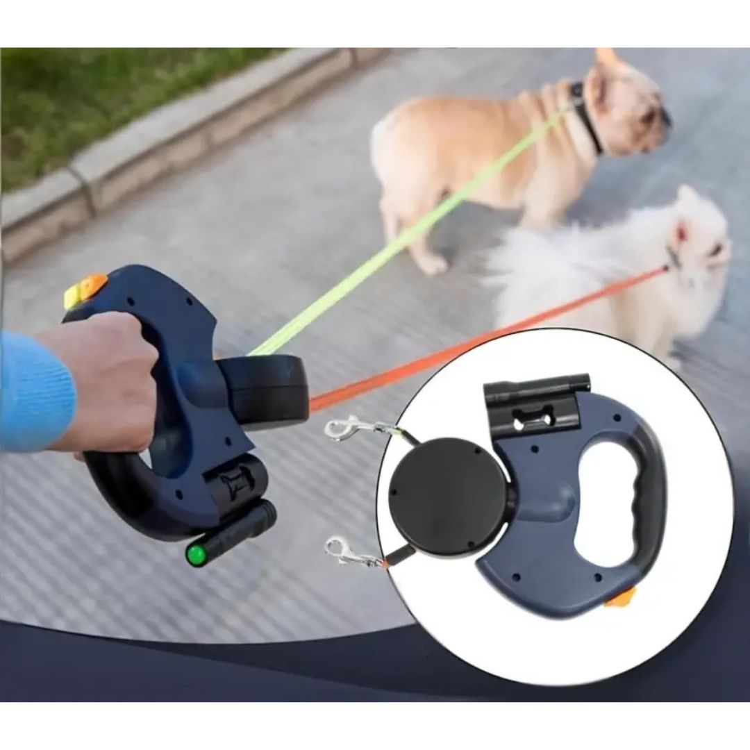 Double Dog Leash with Anti-Tangle Connector for Walking Two Dogs