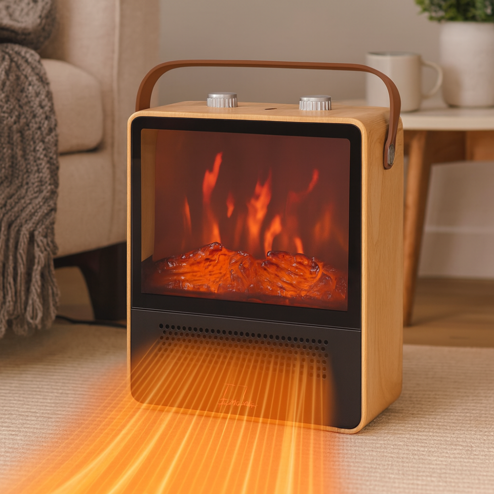 Electric Fireplace Heater with Realistic Flame Effect