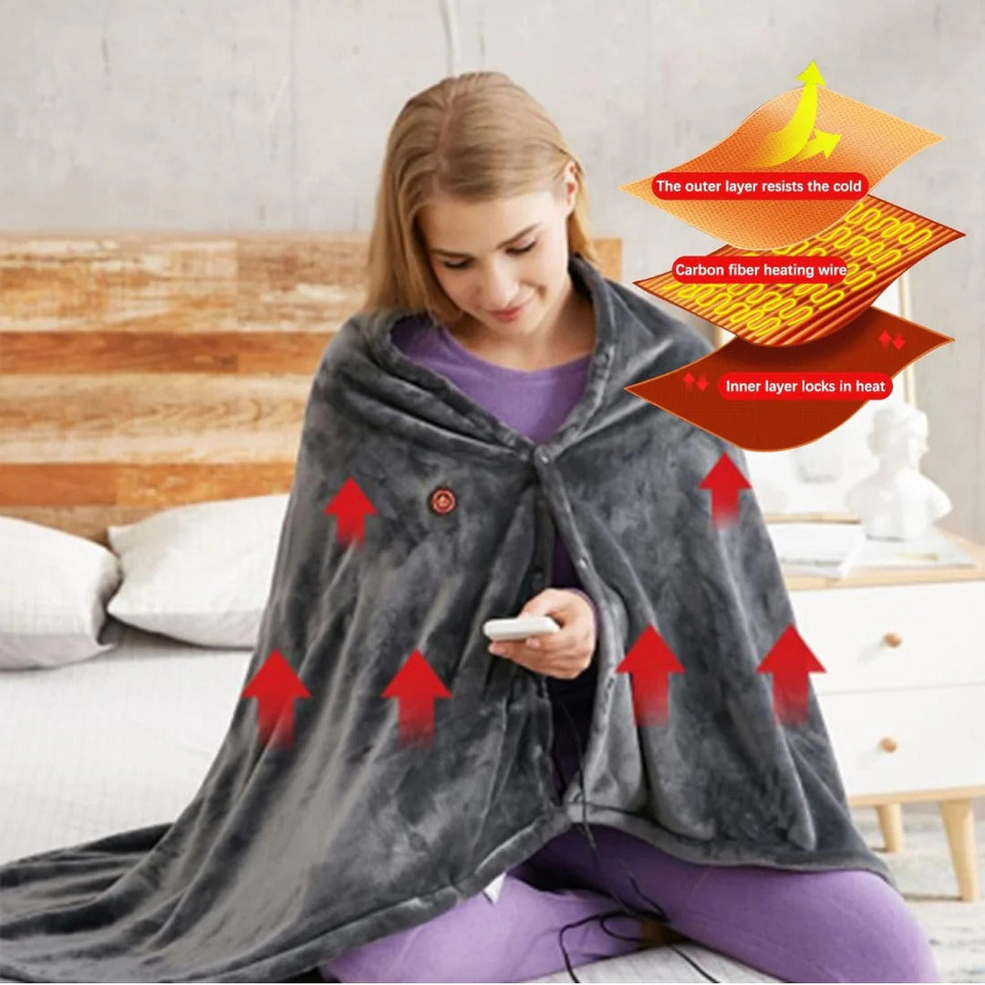 Electric Heated Shawl Blanket Wrap for Portable Warmth
