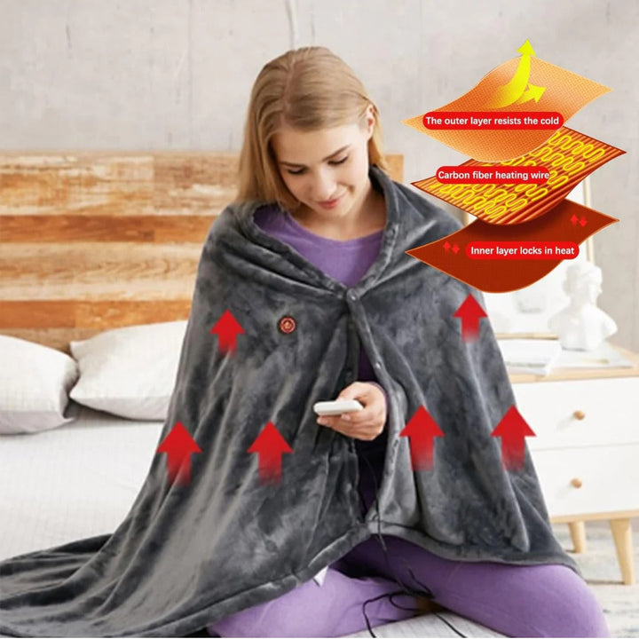 Electric Heated Shawl Blanket Wrap for Portable Warmth