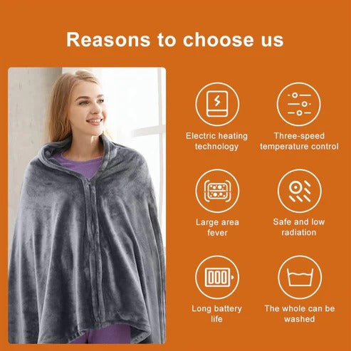 Electric Heated Shawl Blanket Wrap for Portable Warmth