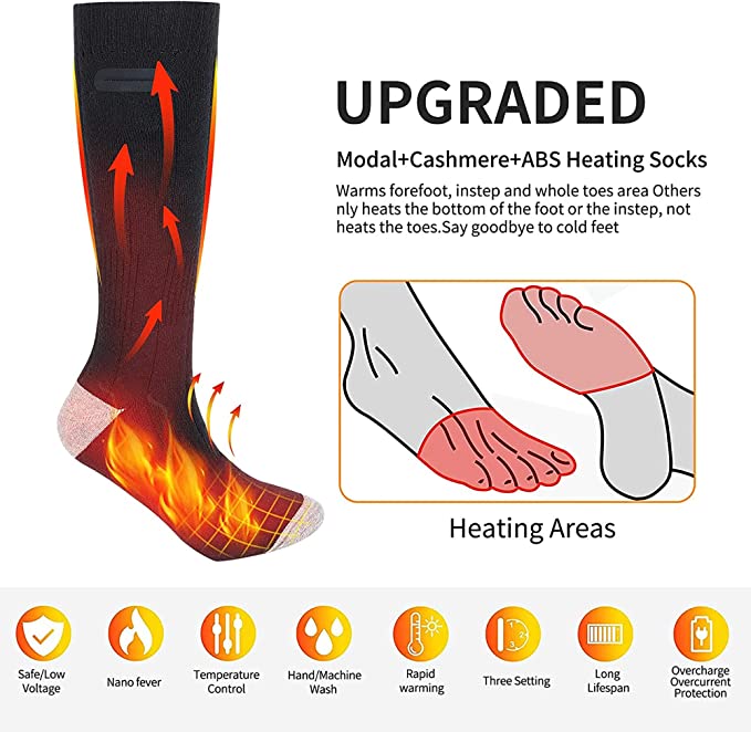 Electric Heated Socks for Foot Warmth - 2 Pairs