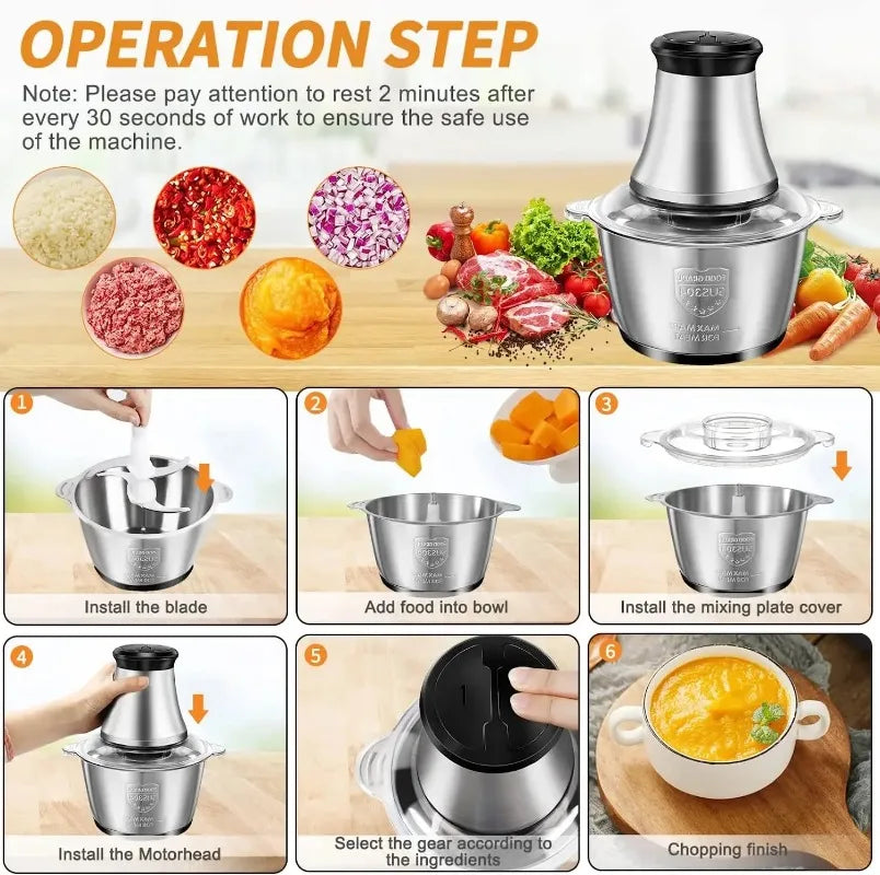 Electric Meat and Vegetable Grinder Chopper 2L Capacity