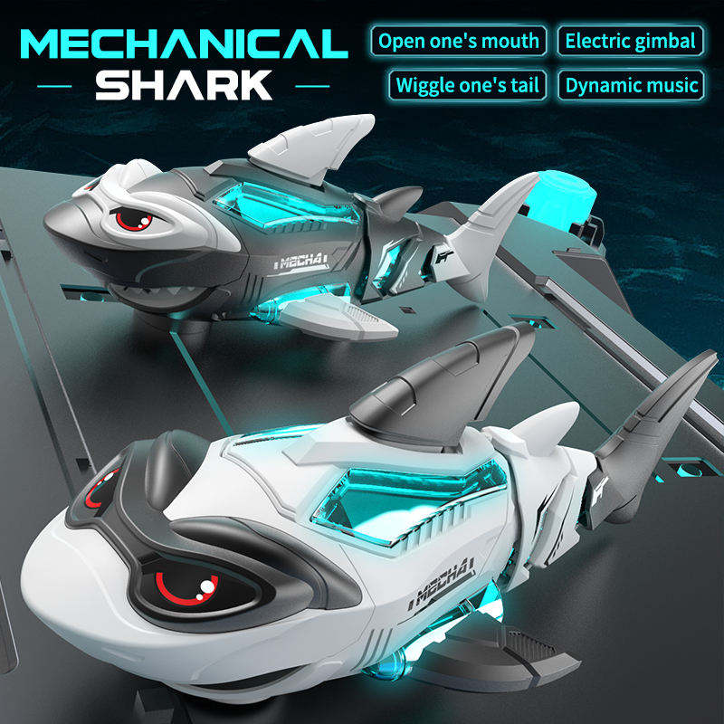 Electric Mechanical Shark Toy with Light and Sound Effects
