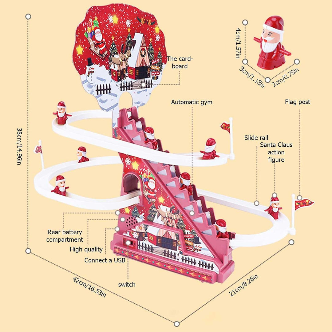 Electric Santa Claus Climbing Stairs Toy with Music and Lights