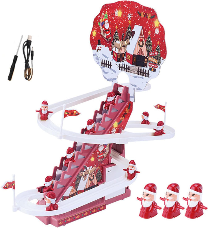 Electric Santa Claus Climbing Stairs Toy with Music and Lights