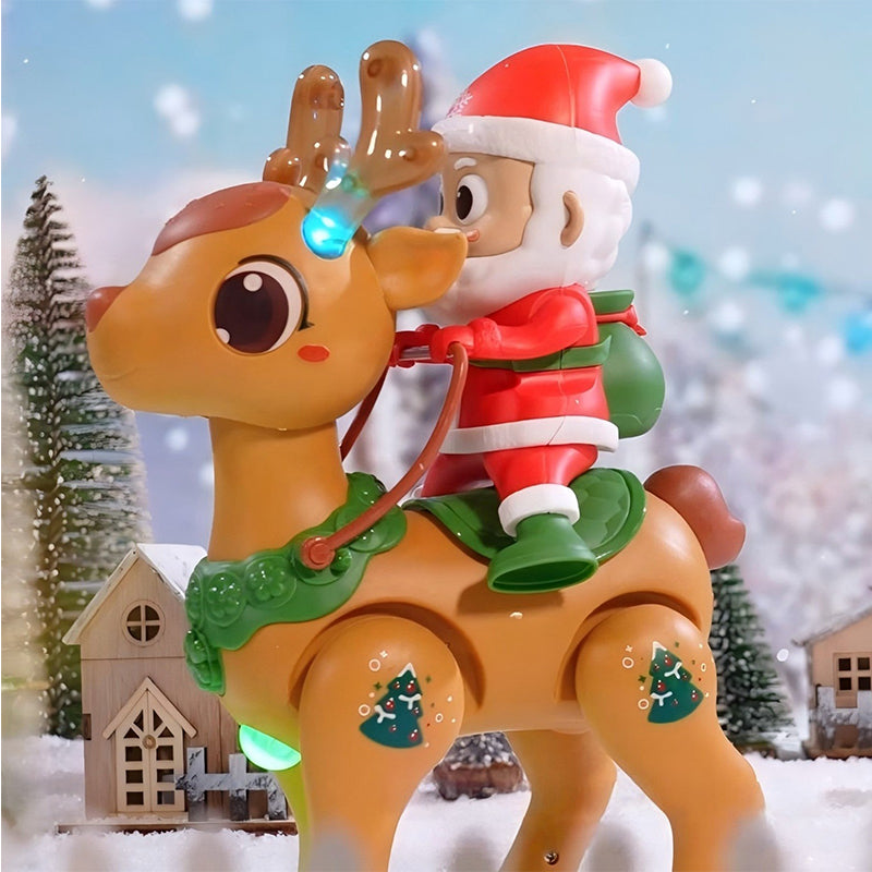Electric Santa Claus Reindeer Walking Toy with Lights and Music