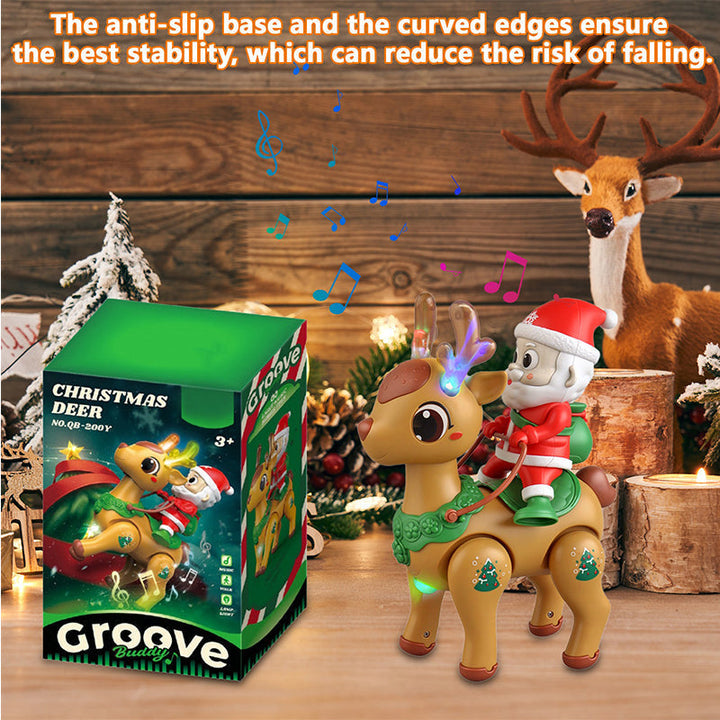 Electric Santa Claus Reindeer Walking Toy with Lights and Music
