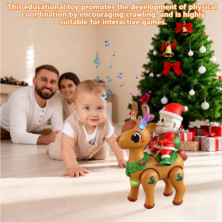 Electric Santa Claus Reindeer Walking Toy with Lights and Music