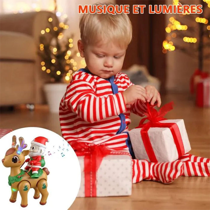 Electric Santa Claus Reindeer Walking Toy with Lights and Music