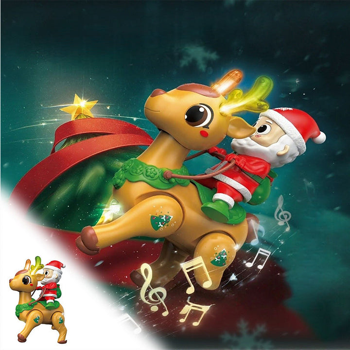 Electric Santa Claus Reindeer Walking Toy with Lights and Music
