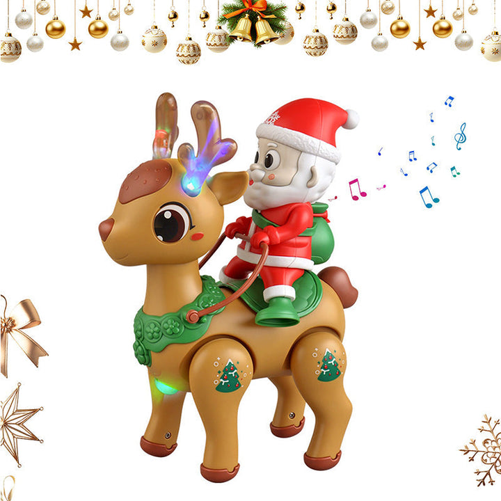 Electric Santa Claus Reindeer Walking Toy with Lights and Music