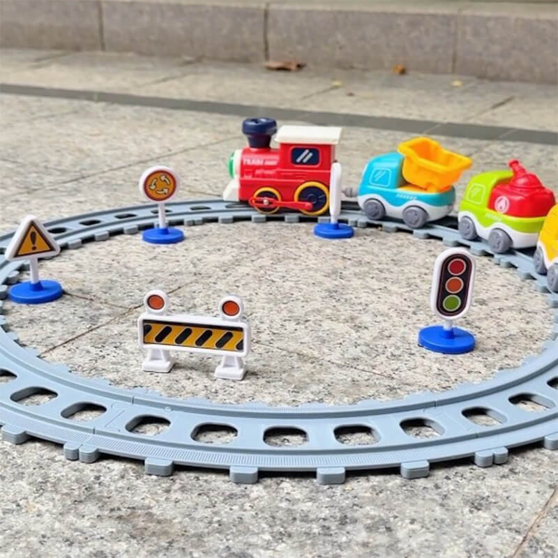 Electric Train Set with Track, Lights, and Sound for Kids