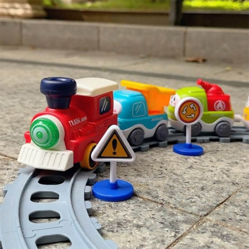 Electric Train Set with Track, Lights, and Sound for Kids