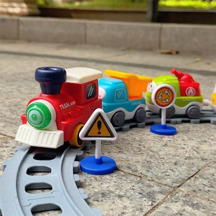 Electric Train Set with Track, Lights, and Sound for Kids