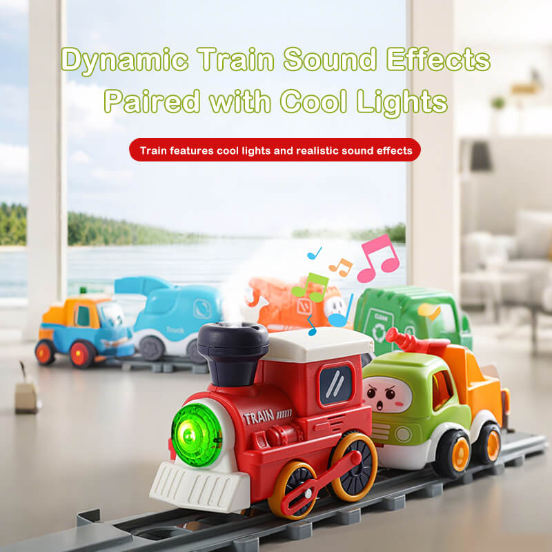 Electric Train Set with Track, Lights, and Sound for Kids