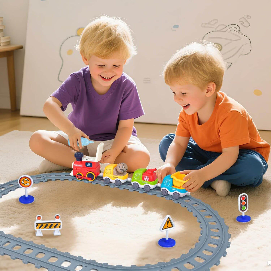 Electric Train Set with Track, Lights, and Sound for Kids