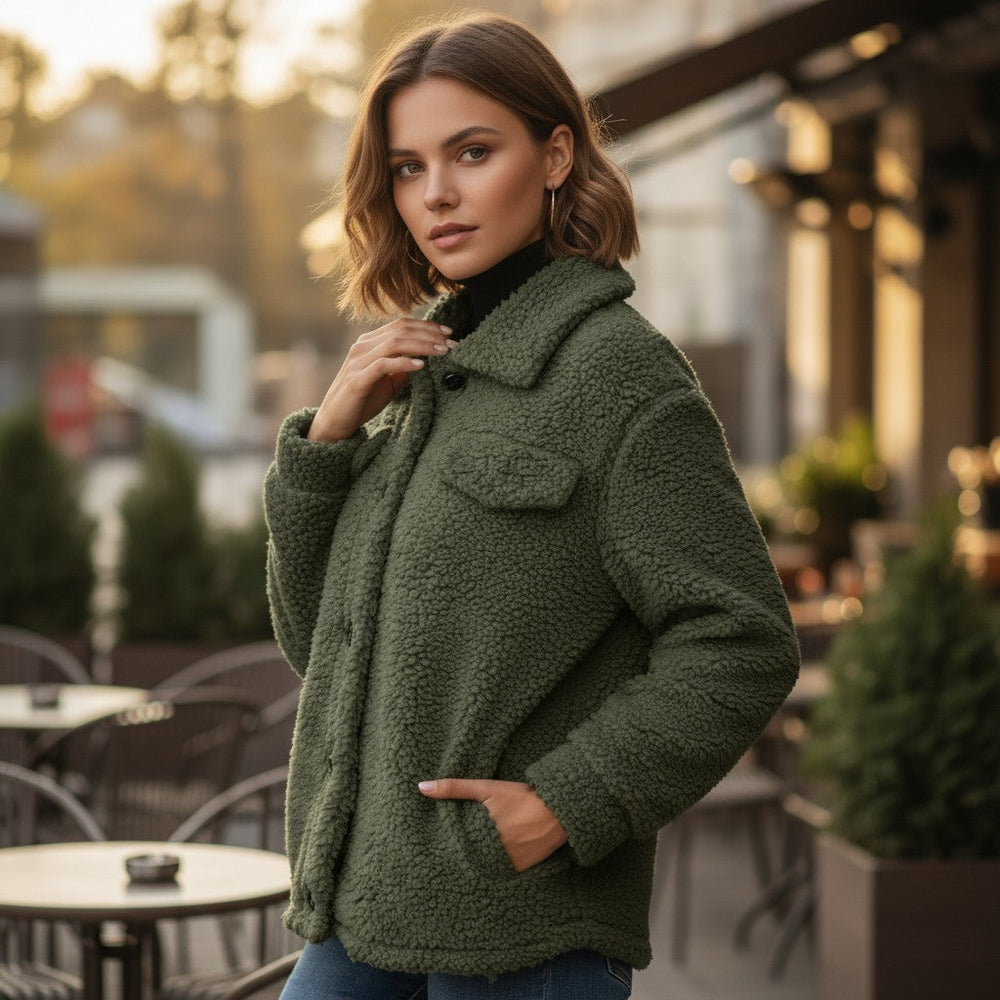 Elegant Lapel Fleece Jacket