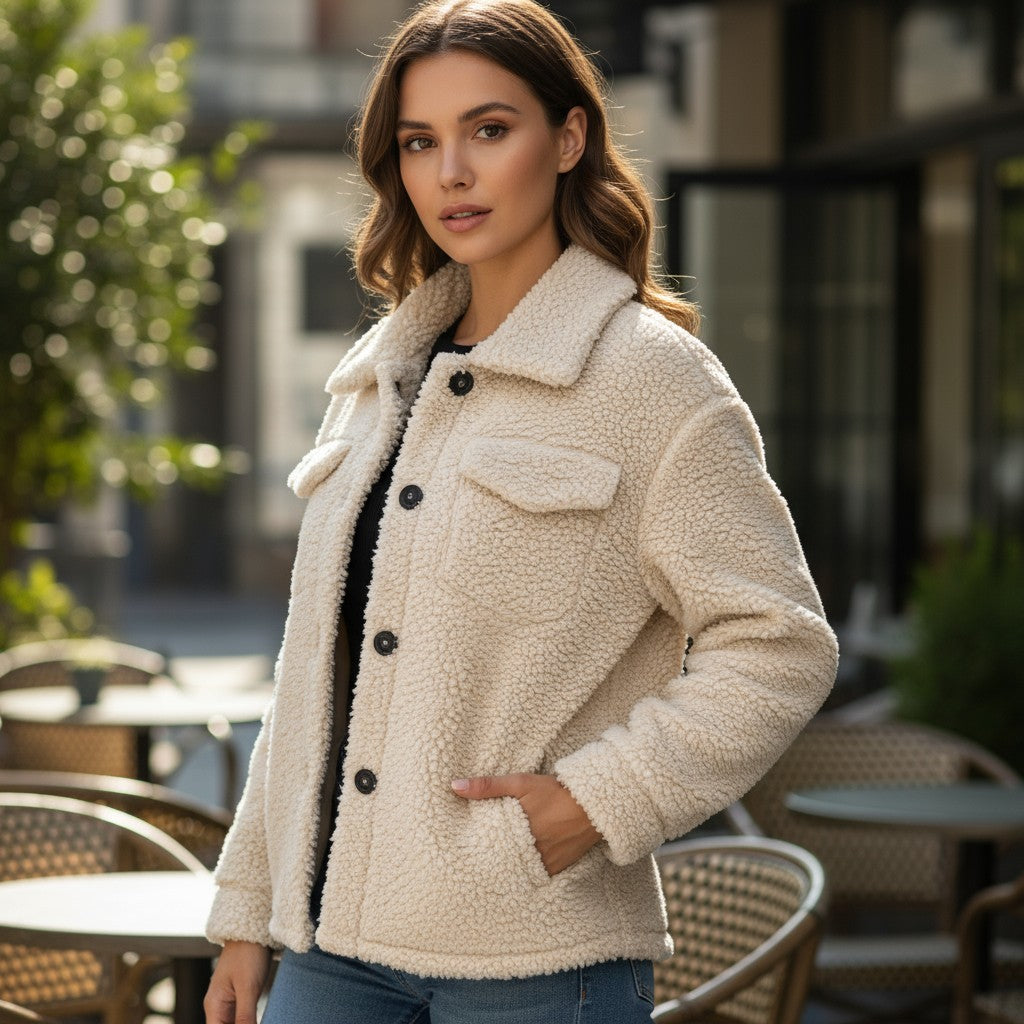 Elegant Lapel Fleece Jacket