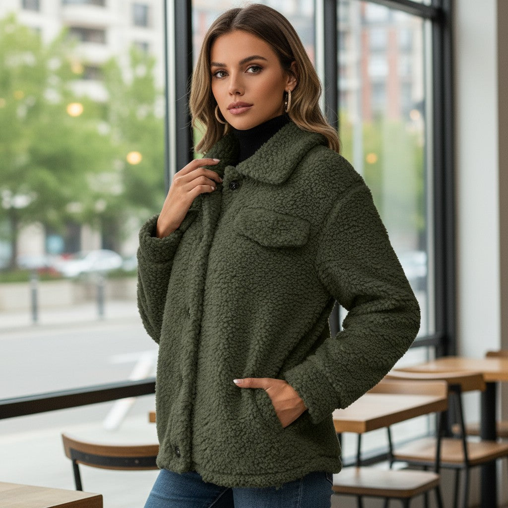 Elegant Lapel Fleece Jacket