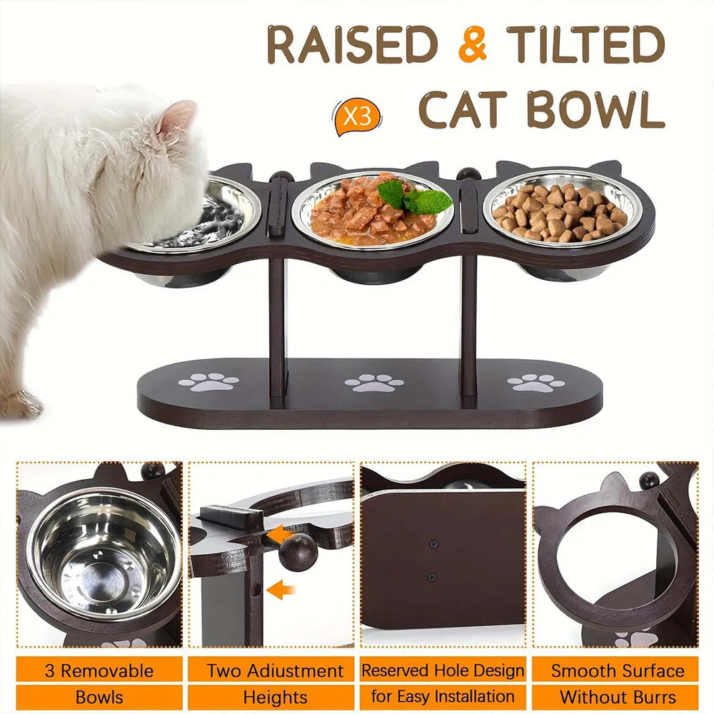 Elevated Cat Bowl Set with Stainless Steel Food and Water Dishes